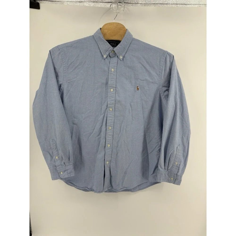 Polo Ralph Lauren Men's XXL Blue Oxford Flesh Pony Button Down Long Sleeve Shirt